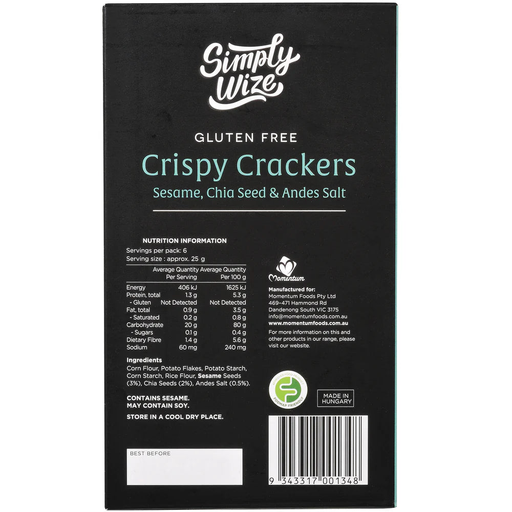 Chia Seeds and Salt 150g Gluten Free Crackers